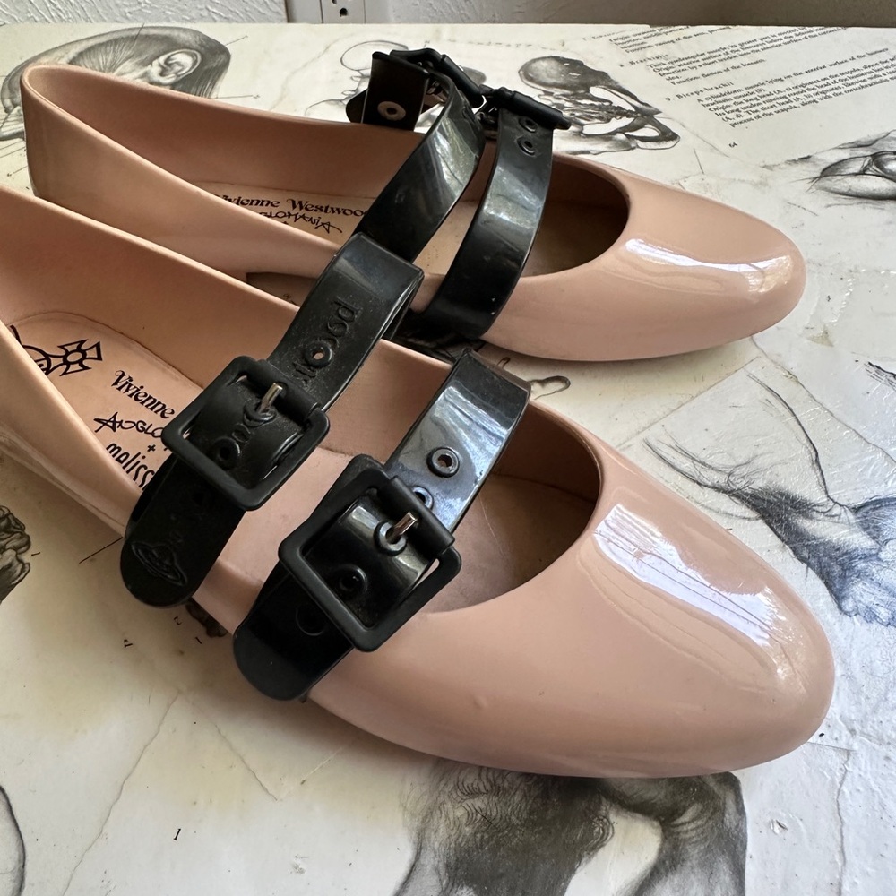 Vivienne Westwood Pink and Black Flats with Buckles